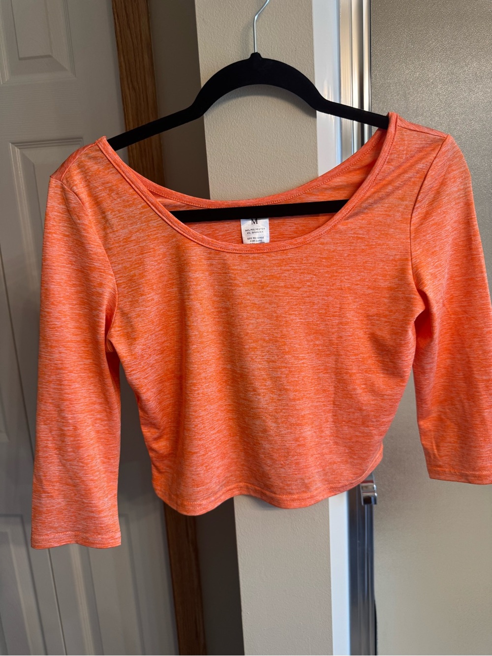 Women's Heathered Orange Scoop Neck Crop Top